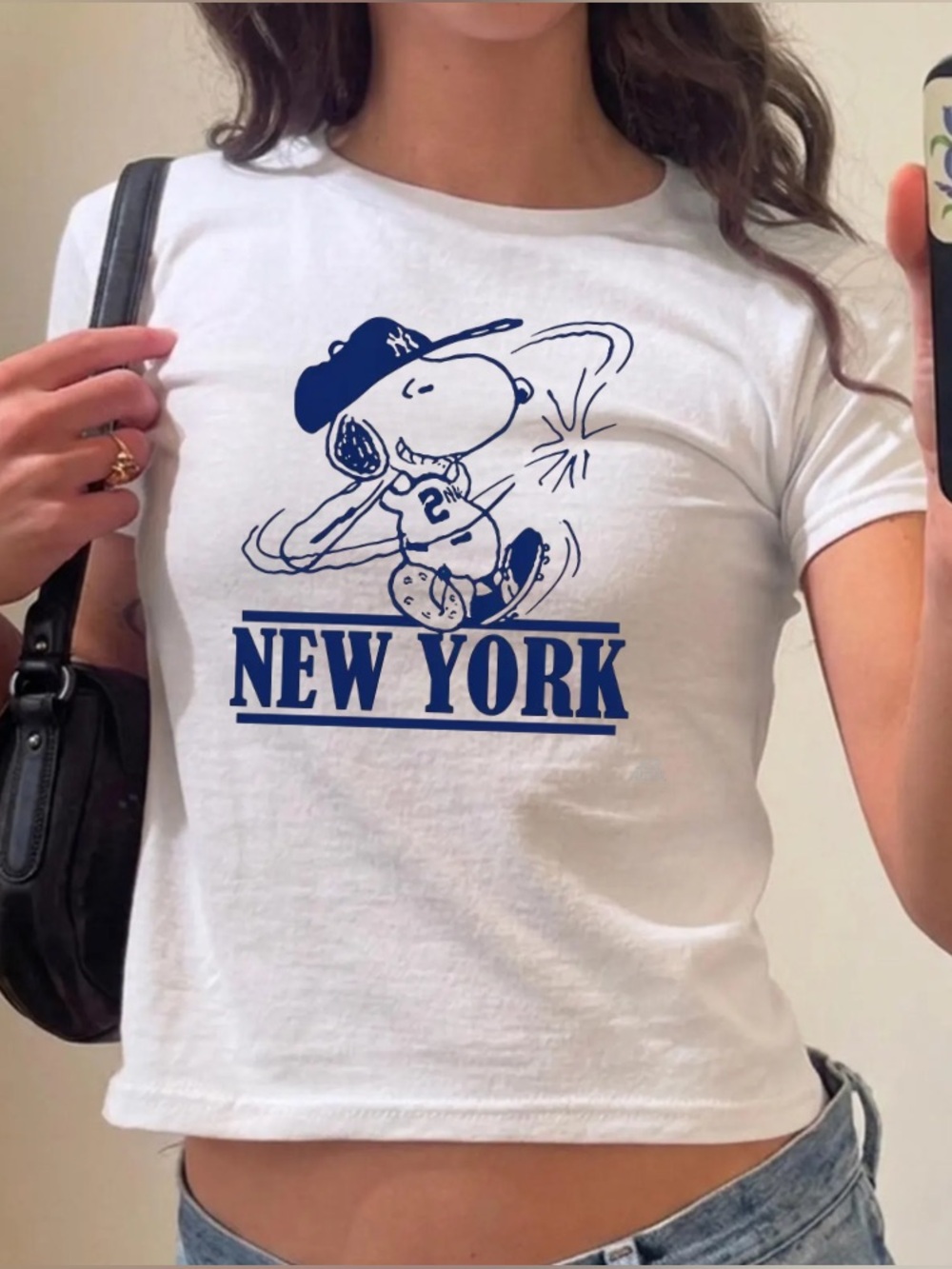 New York Yankees Snoopy Baseball Vintage White T-Shirt